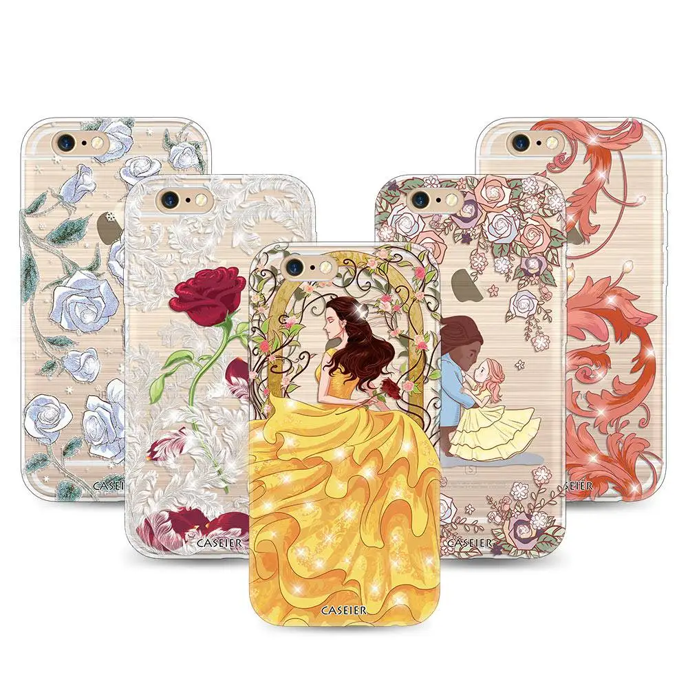 Caseier Телефон чехол для iPhone 6 6S Plus Bling Diamond Силиконовые Роза Коке 5 5S SE красоты kawaii
