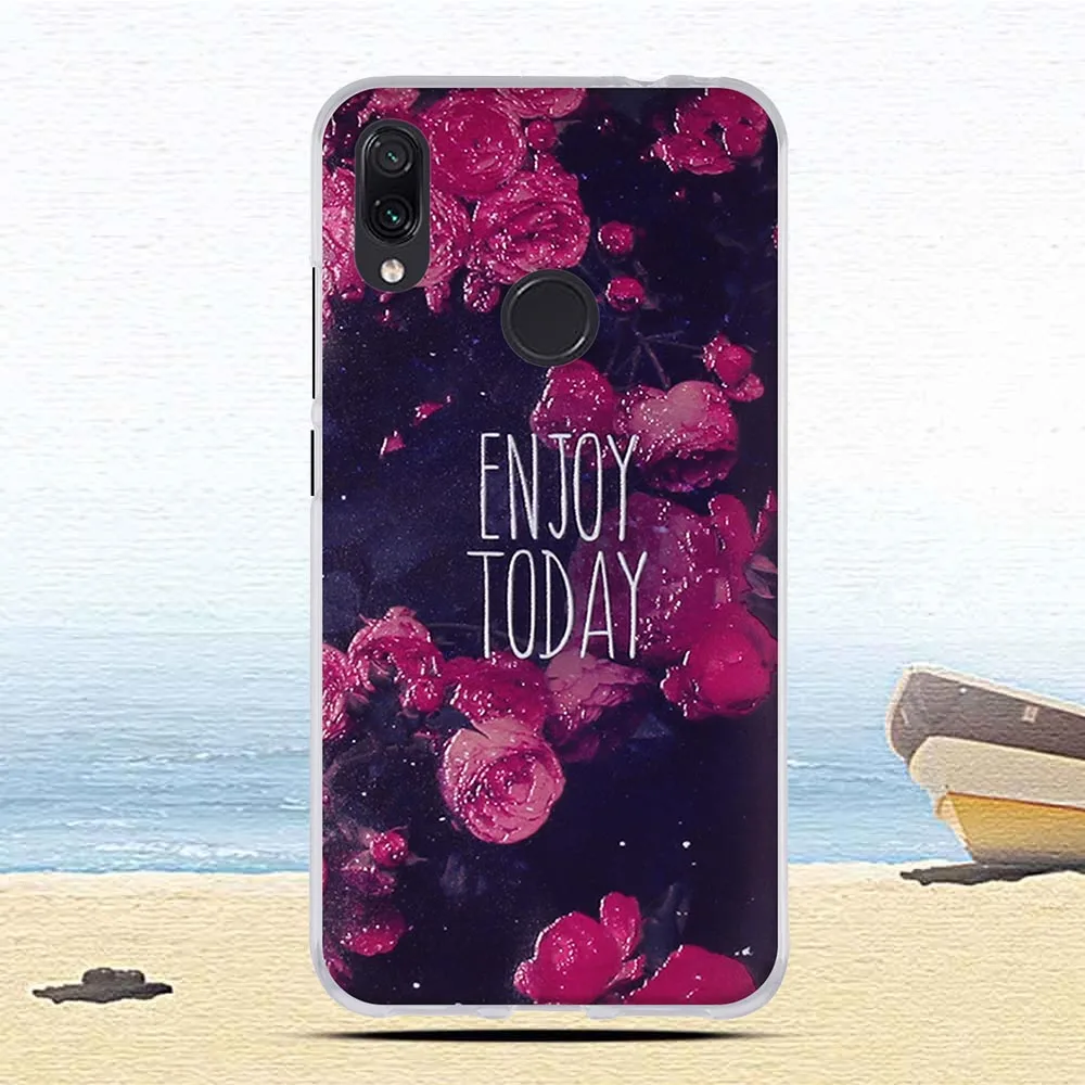 Силиконовый чехол для Xiaomi Redmi Note 7, чехол 6," с милым цветочным принтом, чехол для телефона s для Xiomi Redmi note 7 pro, fundas Coque