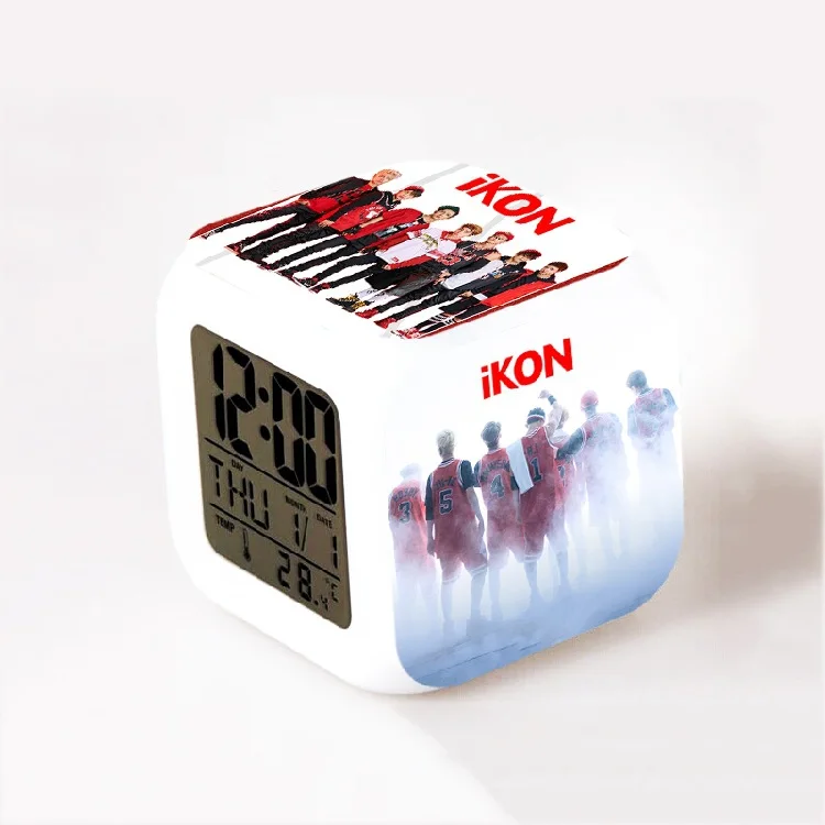 Kpop группы EXO Bigbang super junior infinite Got7 Kara LED 7 цветов вспышка меняющая ночник будильник