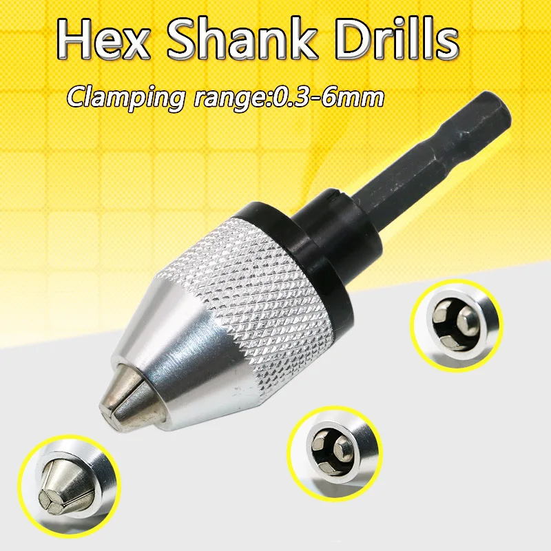 

High quality electric grinding clamp head accessories sandwich 0.3-6.0mm clamping range hexagonal handle 1/4 (6.35 mm)