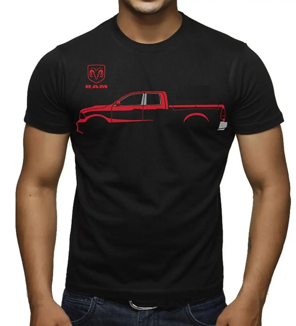 Черный Горячая Распродажа летняя стильная Interstate Apparel inc. Мужская черная футболка Dodge ram Truck Silhouette черная футболка - Цвет: Черный