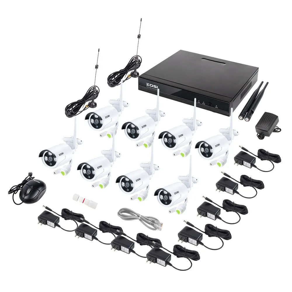 ZOSI 960P 8CH Беспроводной NVR CCTV Системы Wi-Fi 1.3MP ИК Открытый Пуля P2P IP Камера Водонепроницаемый камера наружного видеонаблюдения комплект 1 ТБ