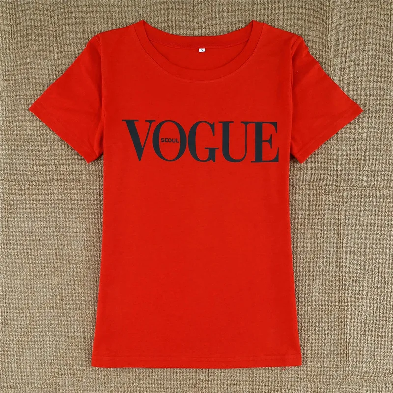 VOGUE seoul Print T Shirt 2019 Summer fashion women t-shirt Harajuku short sleeve casual tees tops Red Black White | Женская одежда
