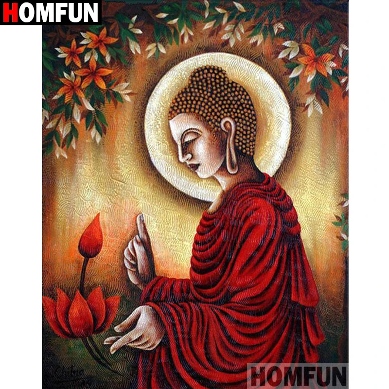

HOMFUN Full Square/Round Drill 5D DIY Diamond Painting "Religious Buddha" Embroidery Cross Stitch 5D Home Decor A16291