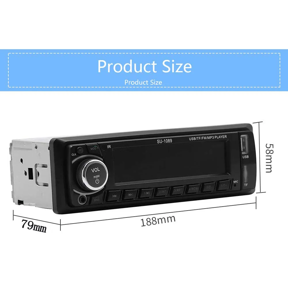 Автомагнитола 1Din MP3 мультимедийный плеер AUX USB зарядка телефона FM Bluetooth