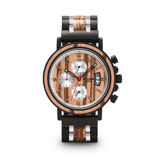 W-s18-3 Relogio Masculino BOBO BIRD деревянные часы для мужчин лучший бренд класса люкс СТИЛЬНЫЙ Хронограф военные часы в деревянной коробке reloj hombre - Цвет: W-s18-3
