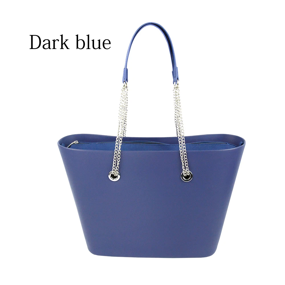 dark blue TANQU стиль obag большая сумка EVA с внутренней вставкой цветная длинная Серебристая цепочка ручки Водонепроницаемая женская сумка на плечо - Цвет: dark blue