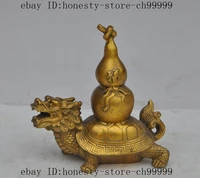 5 chinese fengshui brass gourd calabash fu dragon turtle tortoise lucky statue