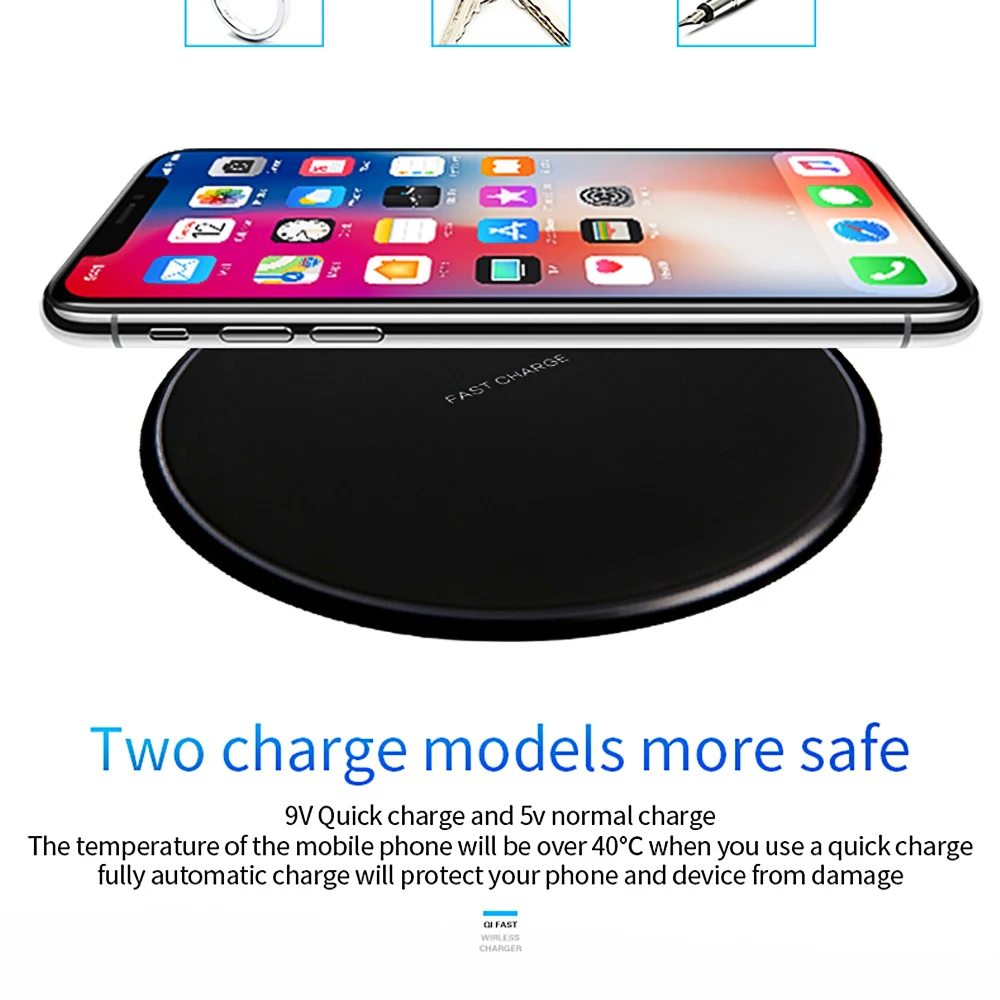 KUNFINE 10 Вт Qi Беспроводное зарядное устройство для iPhone X/8 Видимый быстрый