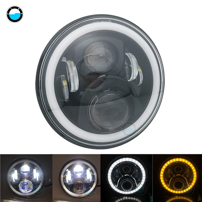 1 pcs black light B1 7-дюймовый 60 W DOT SAE E9 мотоцикл фары с углом глаза светодиодные фары 7 дюймов корпус лопасти отделка кольцо - Цвет: 1 pcs black light B1