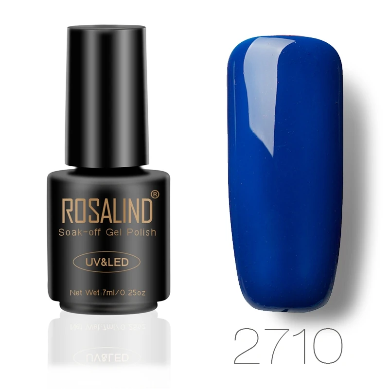 2710 ROSALIND 7 мл, флакон, черный цвет, чистый цвет, набор для полировки ногтей, лак, УФ светодиодный, впитывающий Полупостоянный лак для ногтей - Цвет: 2710