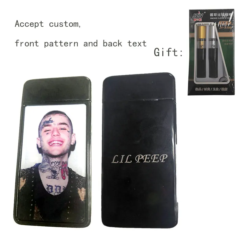 3 6*7 см Lil Peep Plasma Зажигалка пользовательский лазерный логотип перезаряжаемая USB
