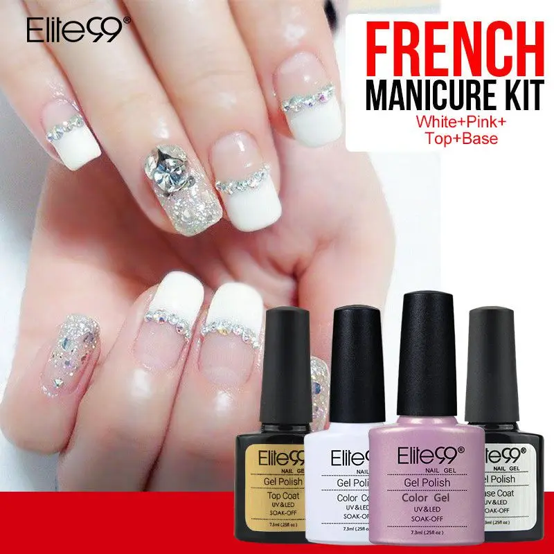 Elite99 7 3 мл набор для французского маникюра гель лак ногтей Топ Base Coat необходимо