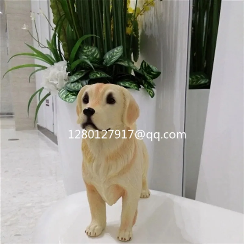 Cute Puppy Statue Simulation Animal Golden Retriever Dog Creative Resin Action Figure Collectible Model Toy 25CM BOX P1282 | Игрушки и