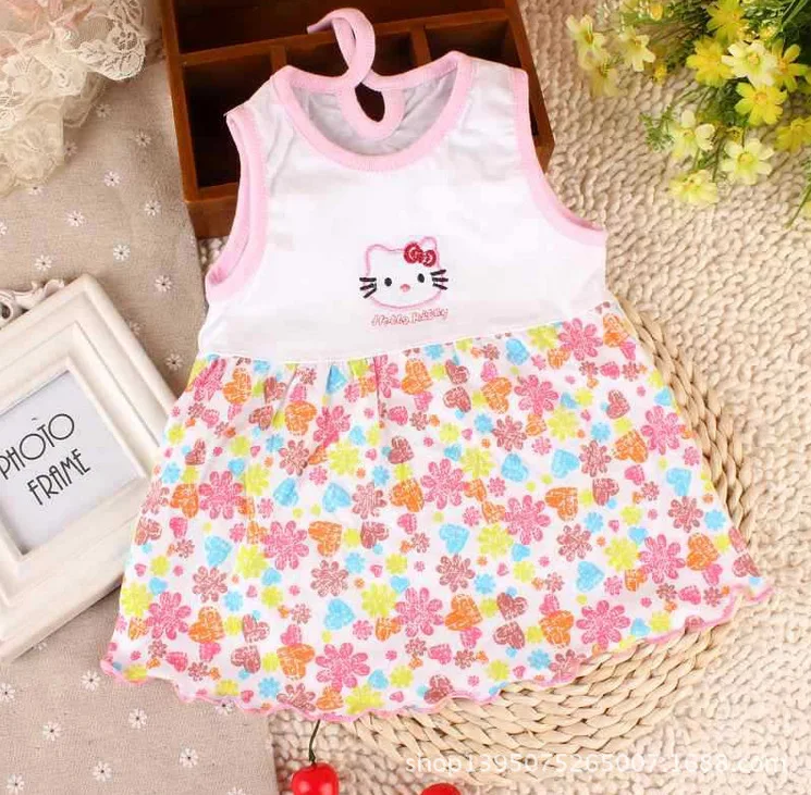 Платья принцессы с цветочным принтом для маленьких девочек Милое летнее платье