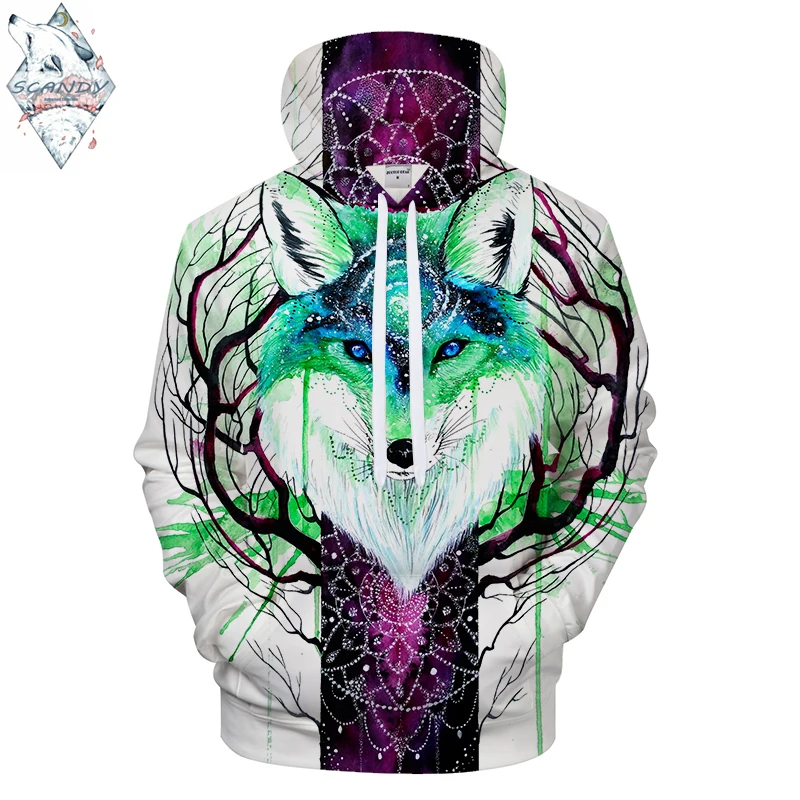 Foxgalaxy ByScandyGirlArt животных 3dprint толстовки мужские повседневные Толстовка BrandTracksuit