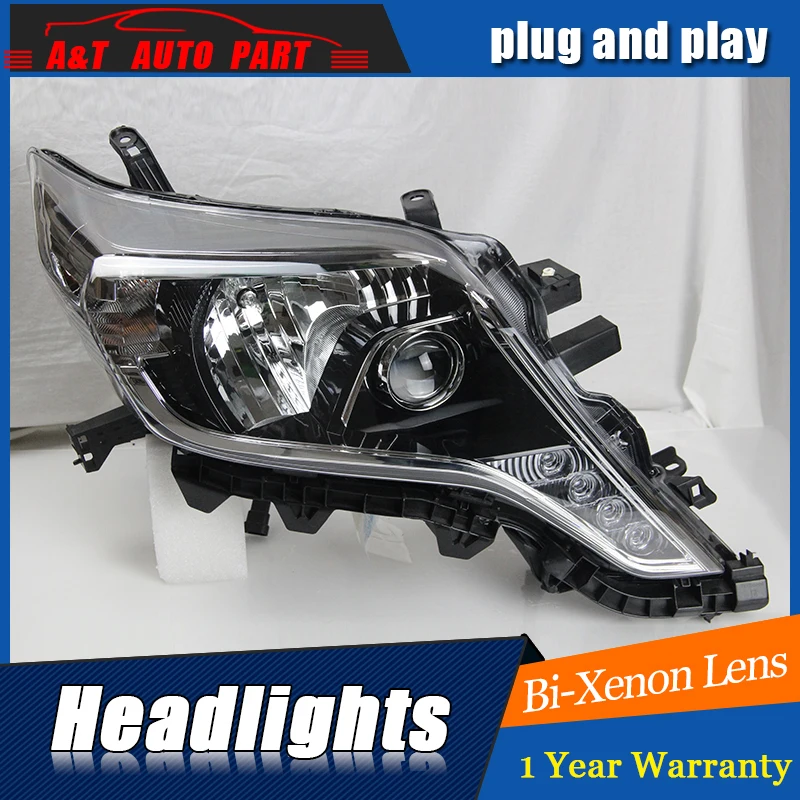 front light 2014-2017 for Toyota Prado headlights Angel Eyes car styling LED DRL bi xenon lens prado head lamps | Автомобили и