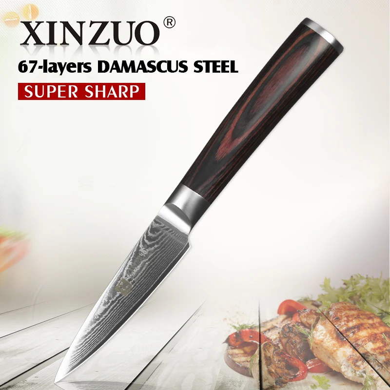 XINZUO 3 5 &quotдюймов обстрагывая Ножи кованые VG10 Дамаск Сталь японский Кухня ножи