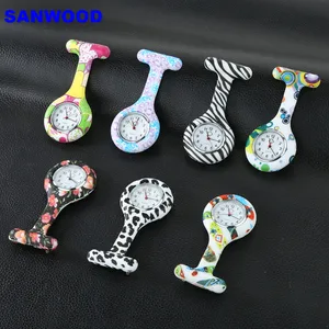 Арабские цифры Круглый циферблат Силиконовый Медсестры Брошь Туника Fob карманные часы с зажимом