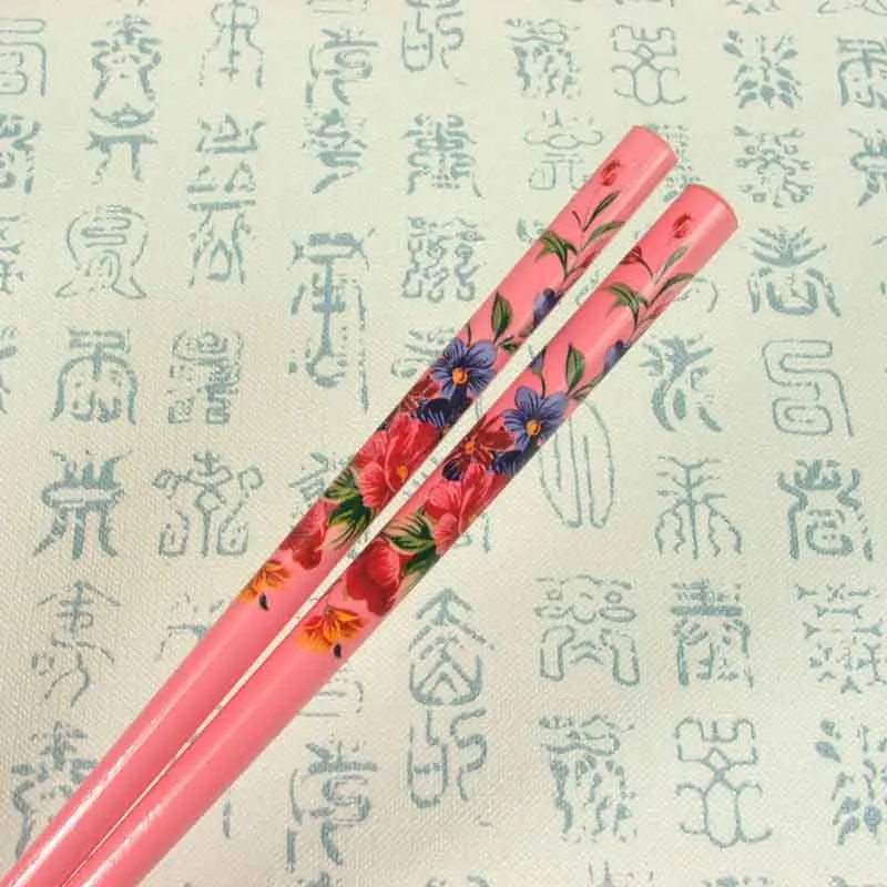 Flower Handmade Ethnic Style Bride Vintage Painting hairpin Print Japanese Hair stick Colorful Natural Wood 2PCS |