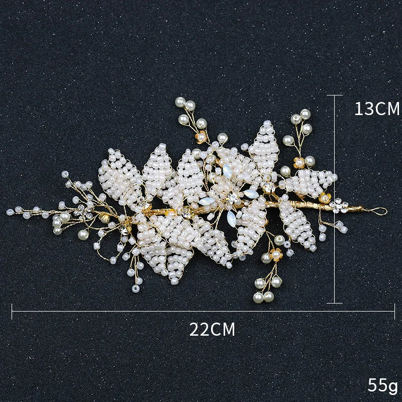 New Design Pearl Bride Headband Gold Headpiece Elegant Flower For Girl Women Wedding Hair Accessories |