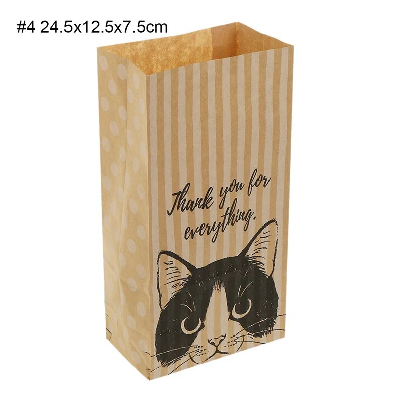 

10Pc/lot Candy Cookies Gift Packing Kraft Paper Bags Cat Pattern Kraft Paper Gift Bag Wedding Home Party Birthday Gift Packaging