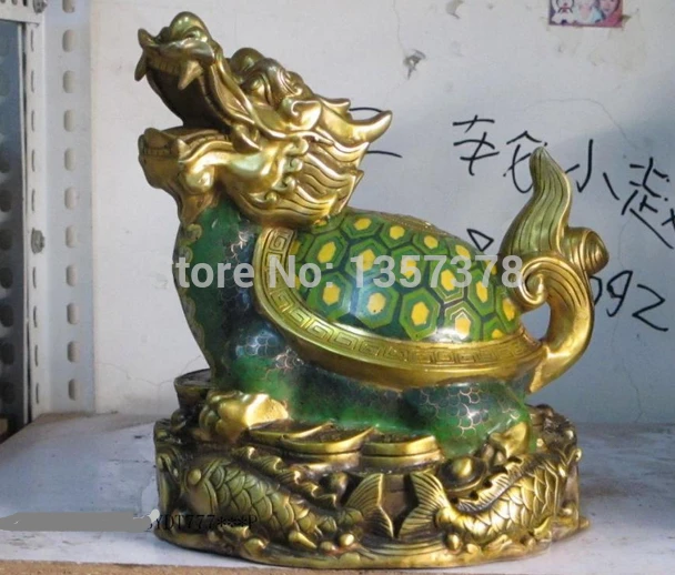 Shitou 001054 отмечены DY Китайский Бронзовый Gild перегородчатые Дворец Lucky dragon черепаха