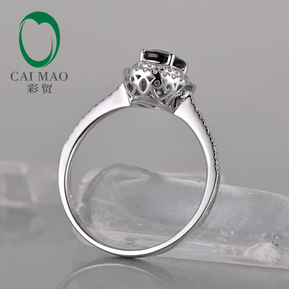 14 k золото 1.11ct Сапфир& 0.30ct натуральный бриллиант обручальное кольцо ювелирные украшения