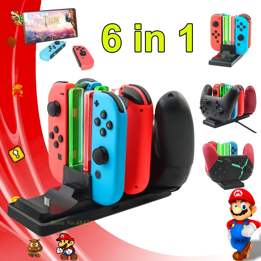 6 в 1, аксессуары для зарядного устройства, 4 Joycon 2 Pro, зарядная док-станция, геймпад, подставка