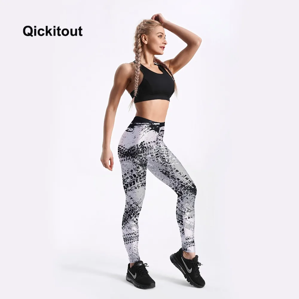 Qickitout женские модные леггинсы с принтом Высокая талия тонкий стрейч лодыжки