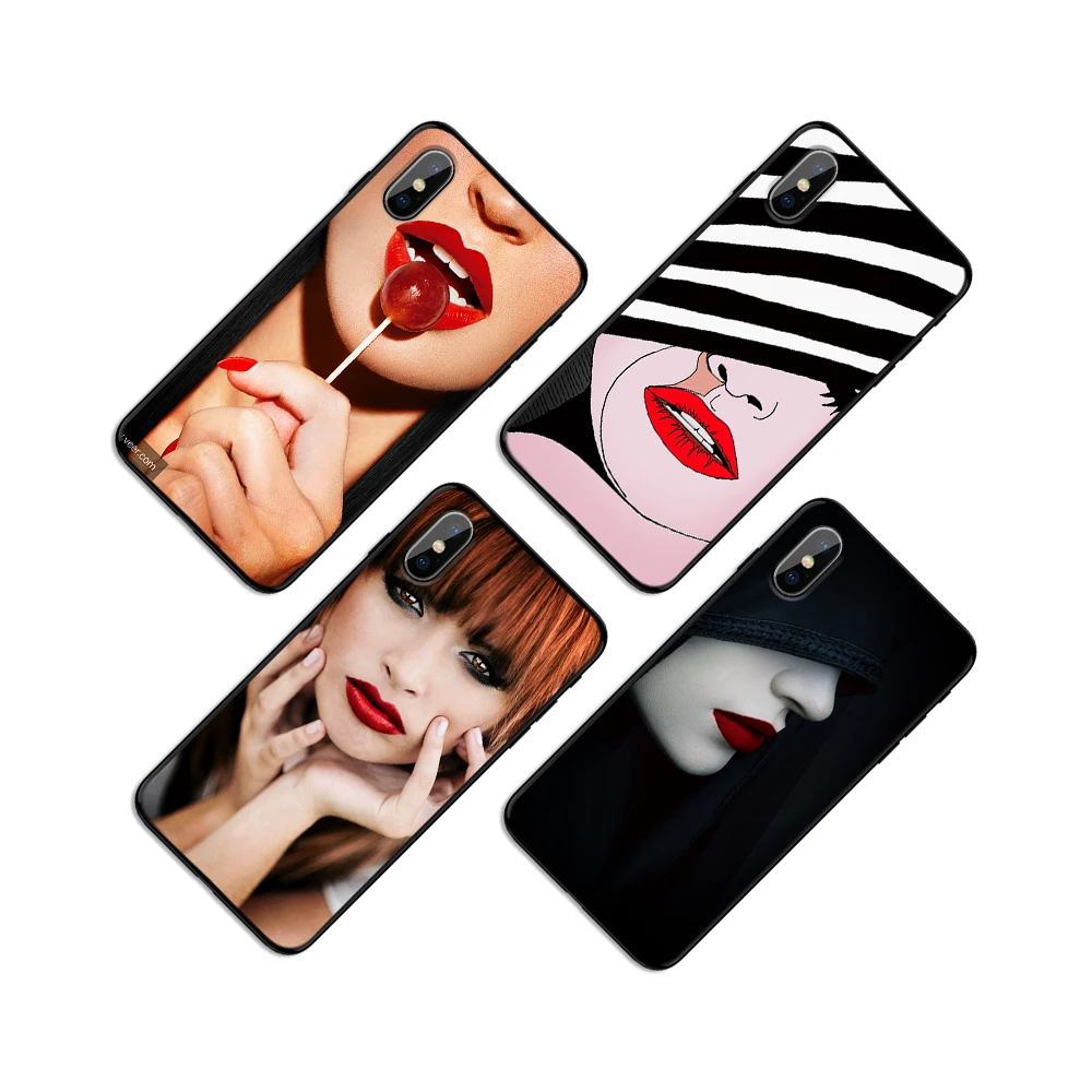 Сексуальная мультяшная крутая яркая красная губы мягкая термополиуретановая