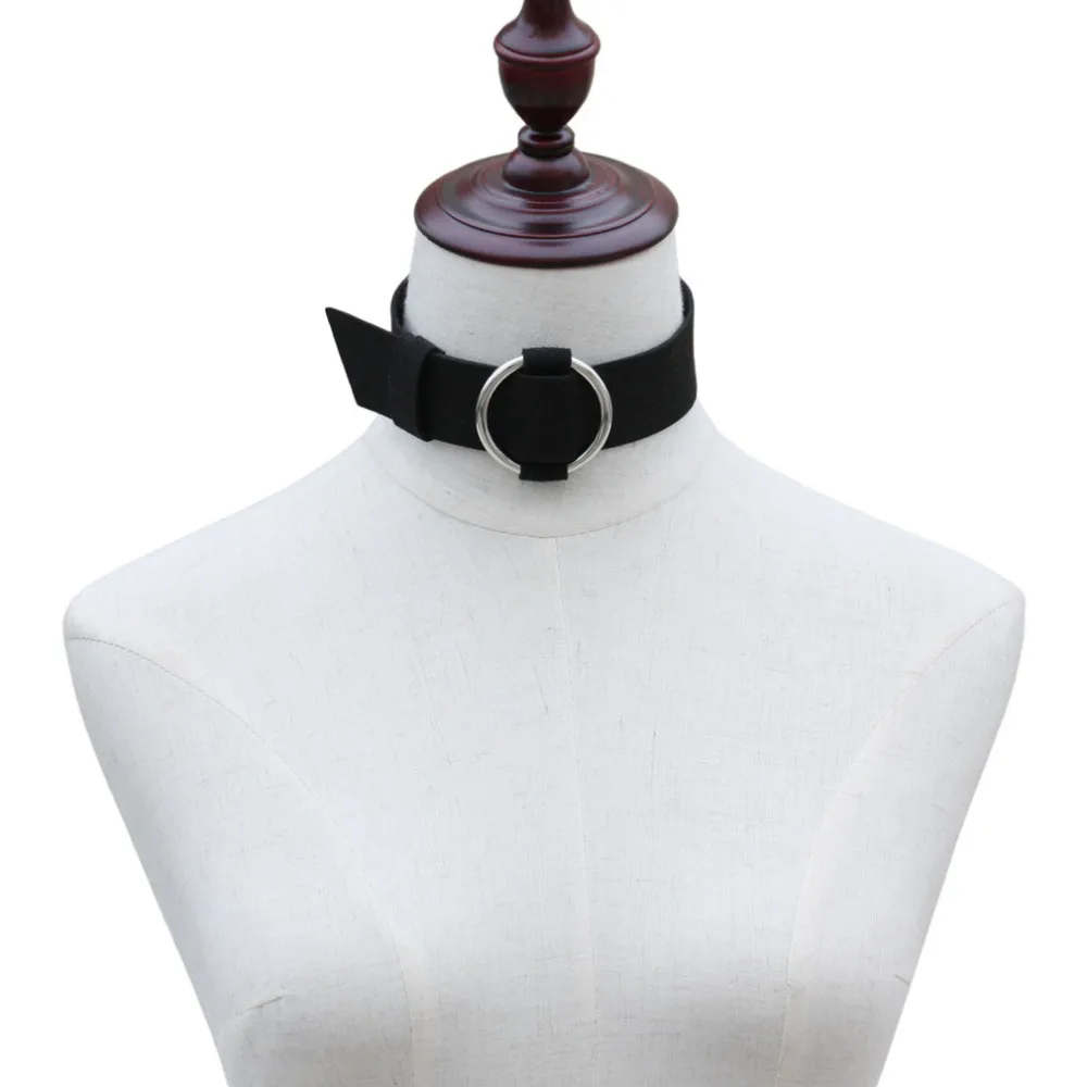 Hippie Classic Chic Dark Navy Blue Sky Soft Flannel Ban Round Charm Button Adjustable Wide Choker Necklaces for Women collier | Украшения и