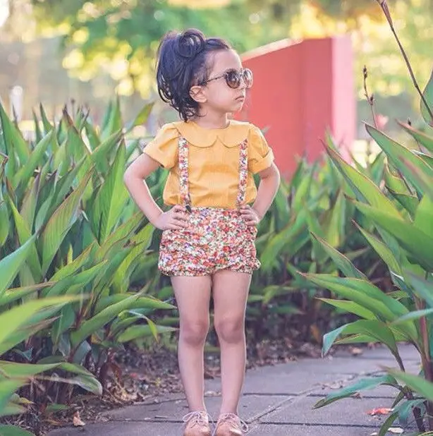 Комплекты одежды для маленьких девочек Футболка с лямками топы шорты цветочным