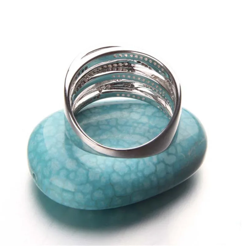 

OMYFUN Luxury Double X Ring S925 Sterling Silver CZ Paved Wedding Jewelry Multi-layer Silver Cross Knot Ring Women Bijoux