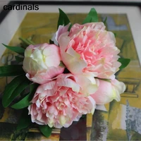 artificial rose flowers peony bouquet hands holding silk flower bridal bridesmaid bouquet latex real touch floral wedding party