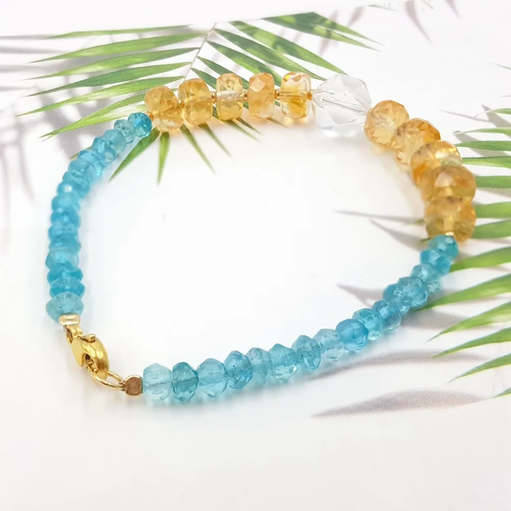 Lii Ji натуральный драгоценный камень Синий Апатит цитрин прозрачный кварцевый 925