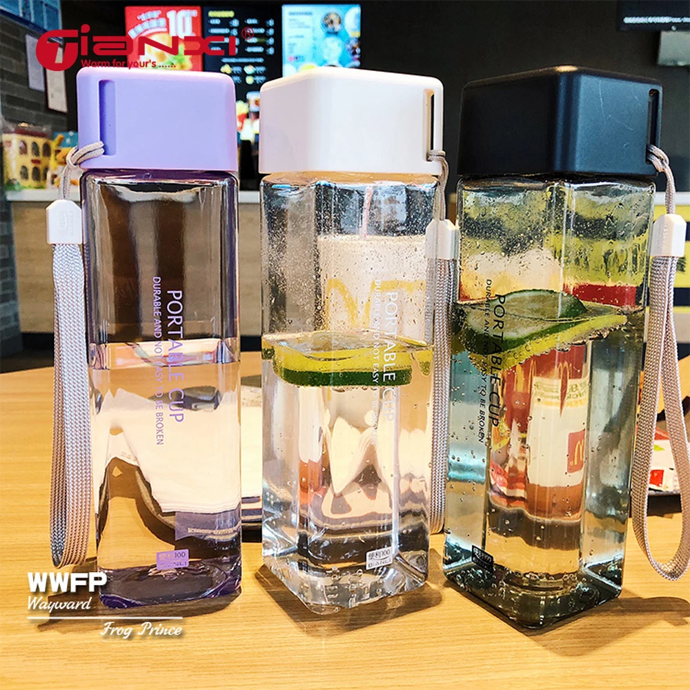 Пластиковая бутылка без BPA квадратной формы для воды новая модная Корейская
