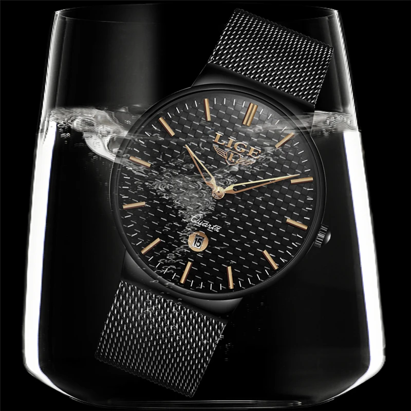 LIGE часы мужские многофункциональные спортивные кварцевые Топ бренд класса люкс