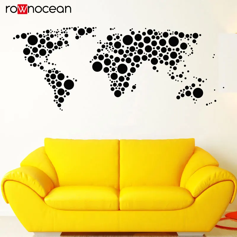 

Creative Design Earth World Map Decals Art Home Decor Living Room Bubble Circles Plane Wall Stickers House Interior Mural 3145