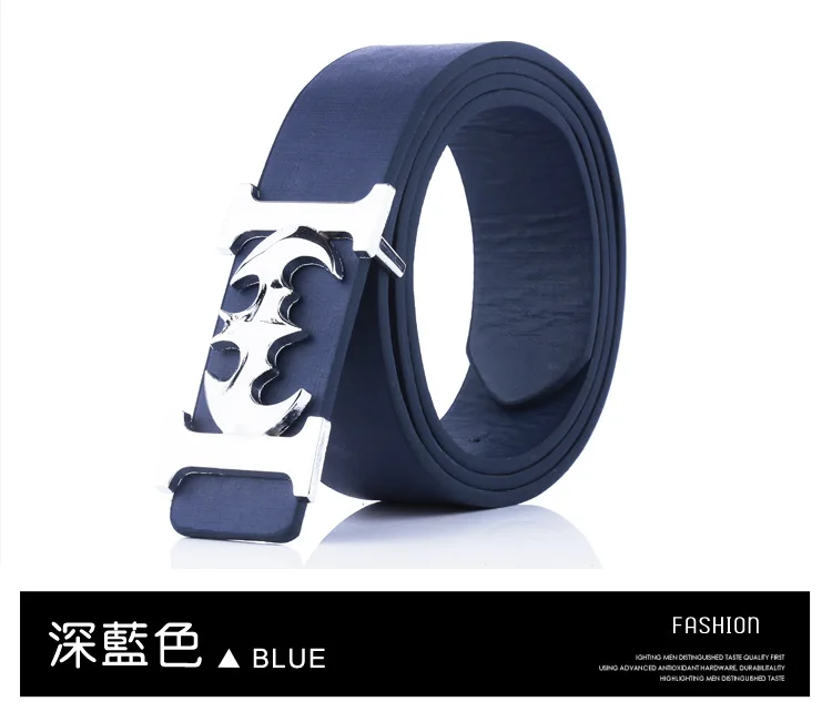 CDFPD030 blue KAWEIDA модные ремни люксовый бренд мужской серебряный Бэтмен люкс сплав гладкая Пряжка ремень PU повседневный кожаный ремень для мужчин Ceinture - Цвет: CDFPD030 blue
