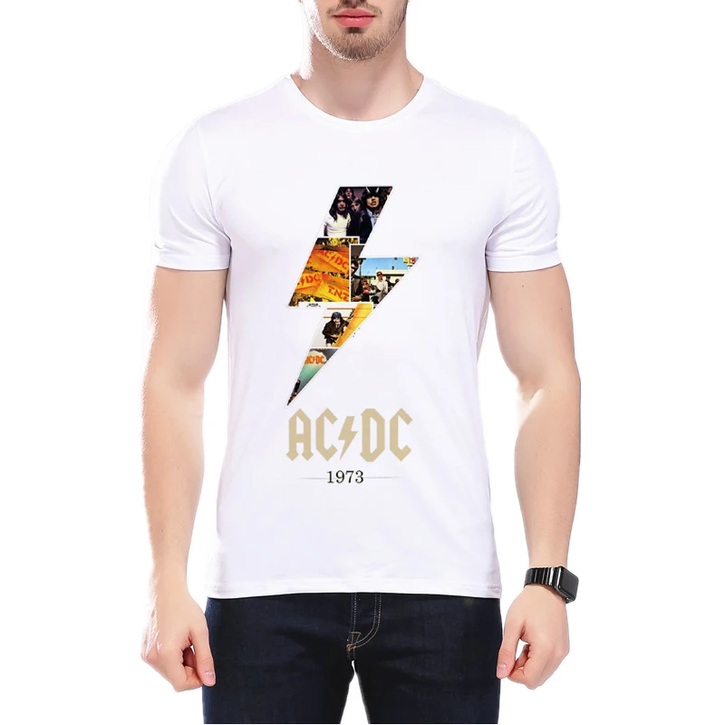Хлопок Для мужчин Футболки для женщин Классическая Новый AC/DC рок группы футболка