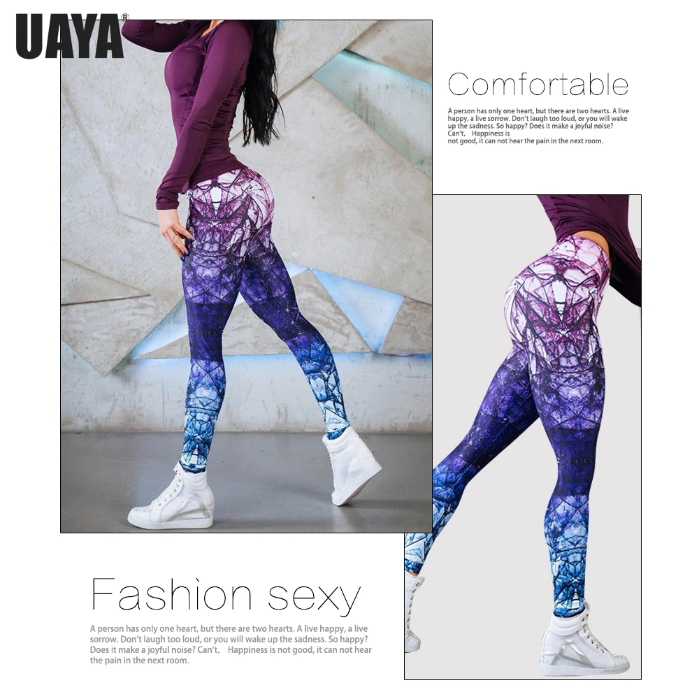 UAYA 2019 горячие новые женские штаны для йоги 3D Печатные Леггинсы эластичные фитнес