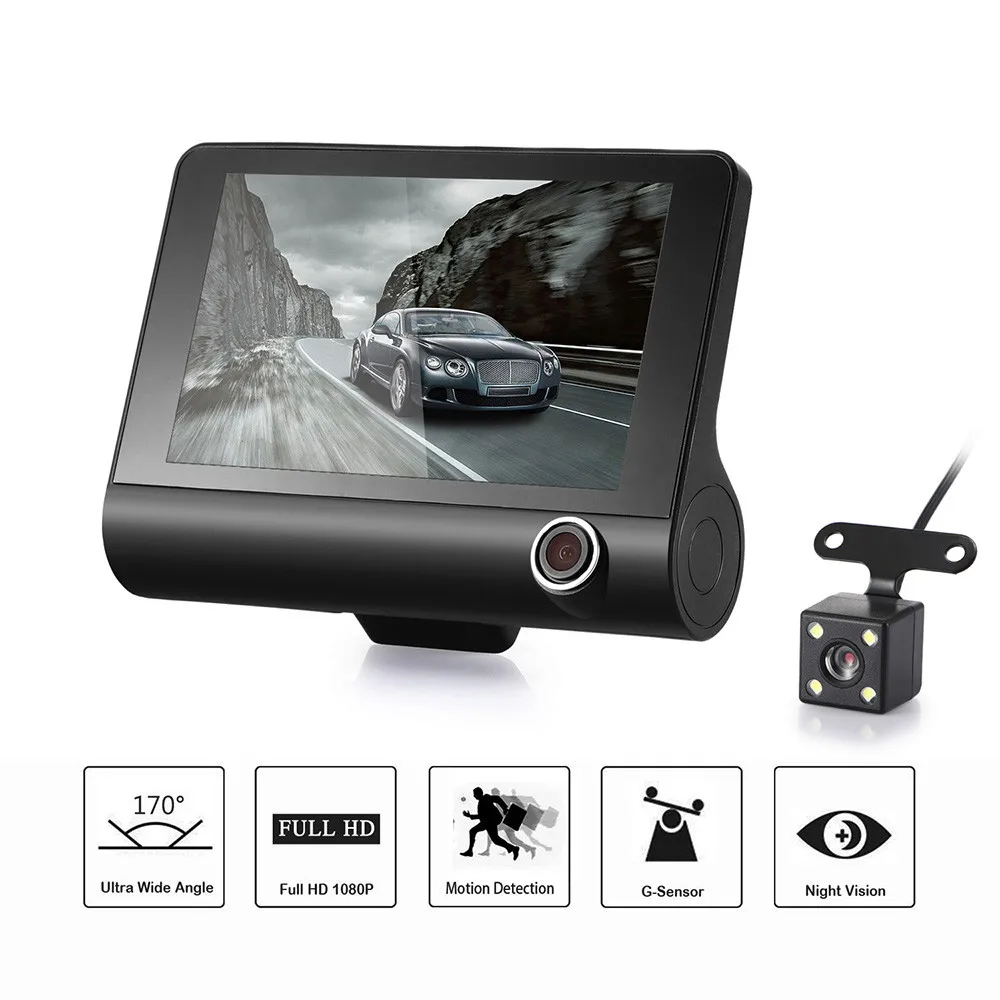 4 дюйма HD 1080p три объектива Автомобильная камера для СПРИНТ ночного видения