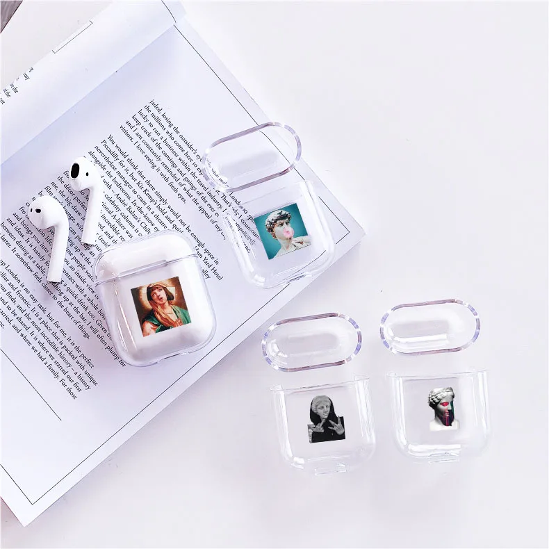 Прозрачный статуя Роскошный чехол для наушников для Airpods 1/2 мягкий чехол черный Художественный Стиль чехол для наушников s Чехол для Аксессуары для Airpods