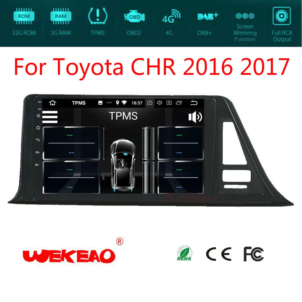 Wekeao 10 2 &quotCar gps мультимедийный плеер для Toyota CHR с стерео аудио Play Поддержка Bluetooth WI FI