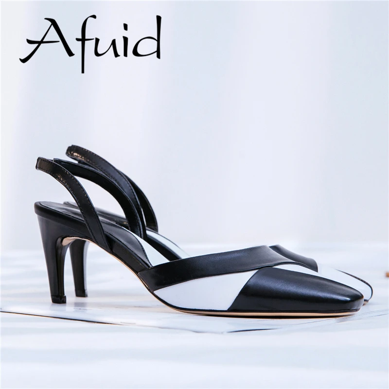 Afuid Женские босоножки из натуральной кожи Летние сандалии на высоком каблуке