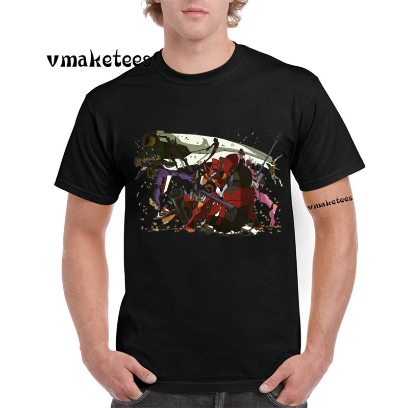EVA Мужская футболка с принтом Evangelion аниме коротким рукавом круглым вырезом homme