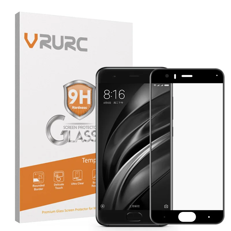 Vrurc 4D полное покрытие Экран защиты закаленное Стекло для Xiaomi Mi 6 протектор пленку