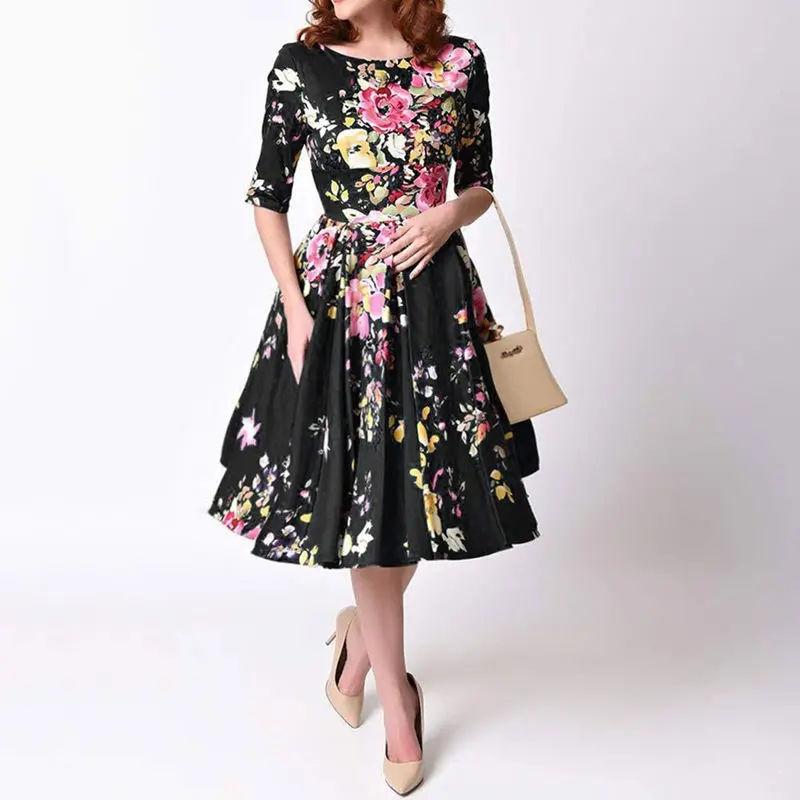 Лето 2019 Новый спинки женское платье белый цветочный принт элегантный уличный