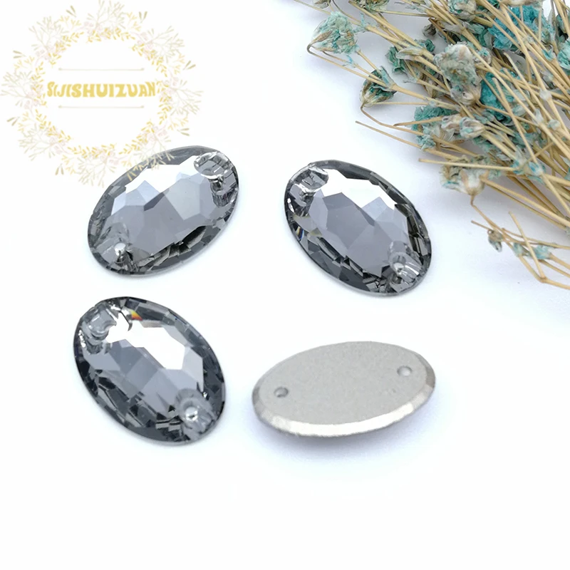 Высококачественный черный алмаз T215 Овальный стеклянный хрусталь пришивные